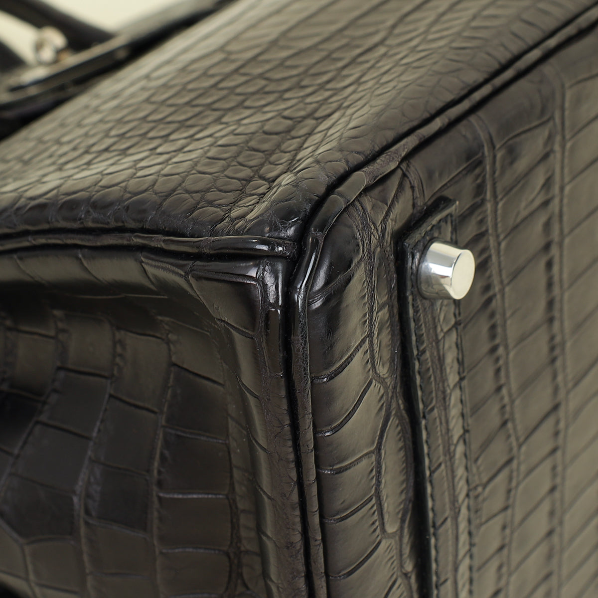 Hermes Noir Matte Porosus Crocodile Birkin 35 Bag