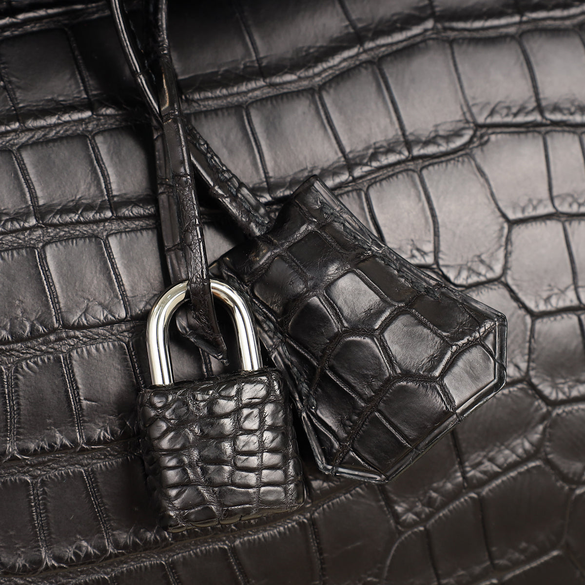 Hermes Noir Matte Porosus Crocodile Birkin 35 Bag