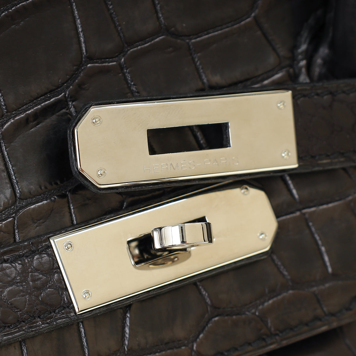 Hermes Noir Matte Porosus Crocodile Birkin 35 Bag