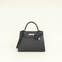 Hermes Noir Sellier Kelly 28 Bag
