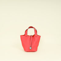 Hermes Rose Texas Picotin Lock 18 Clemence Bag