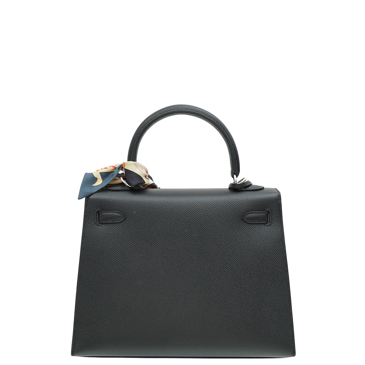 Hermes Noir Kelly 25 Sellier Bag W/ Twilly-Hermes-THE CLOSET