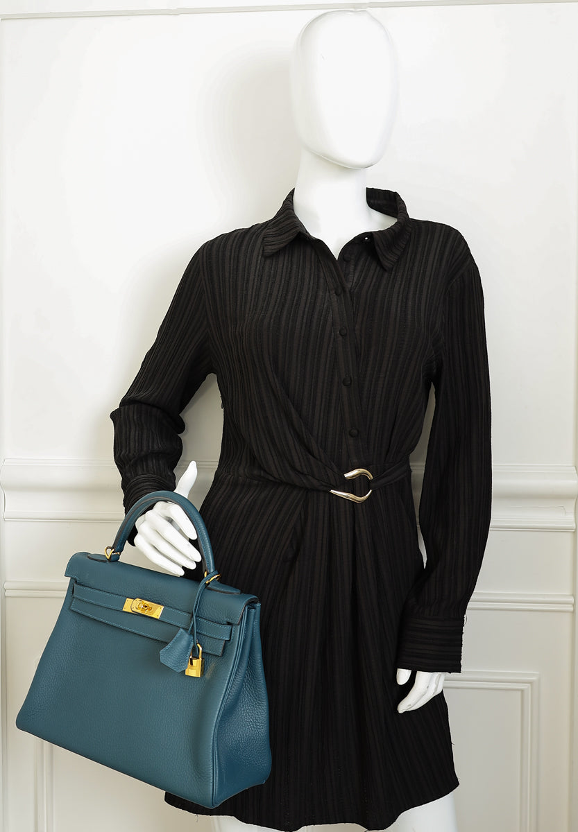 Hermes Bleu Colvert Kelly 32 Retourne Bag — image 14 of 14