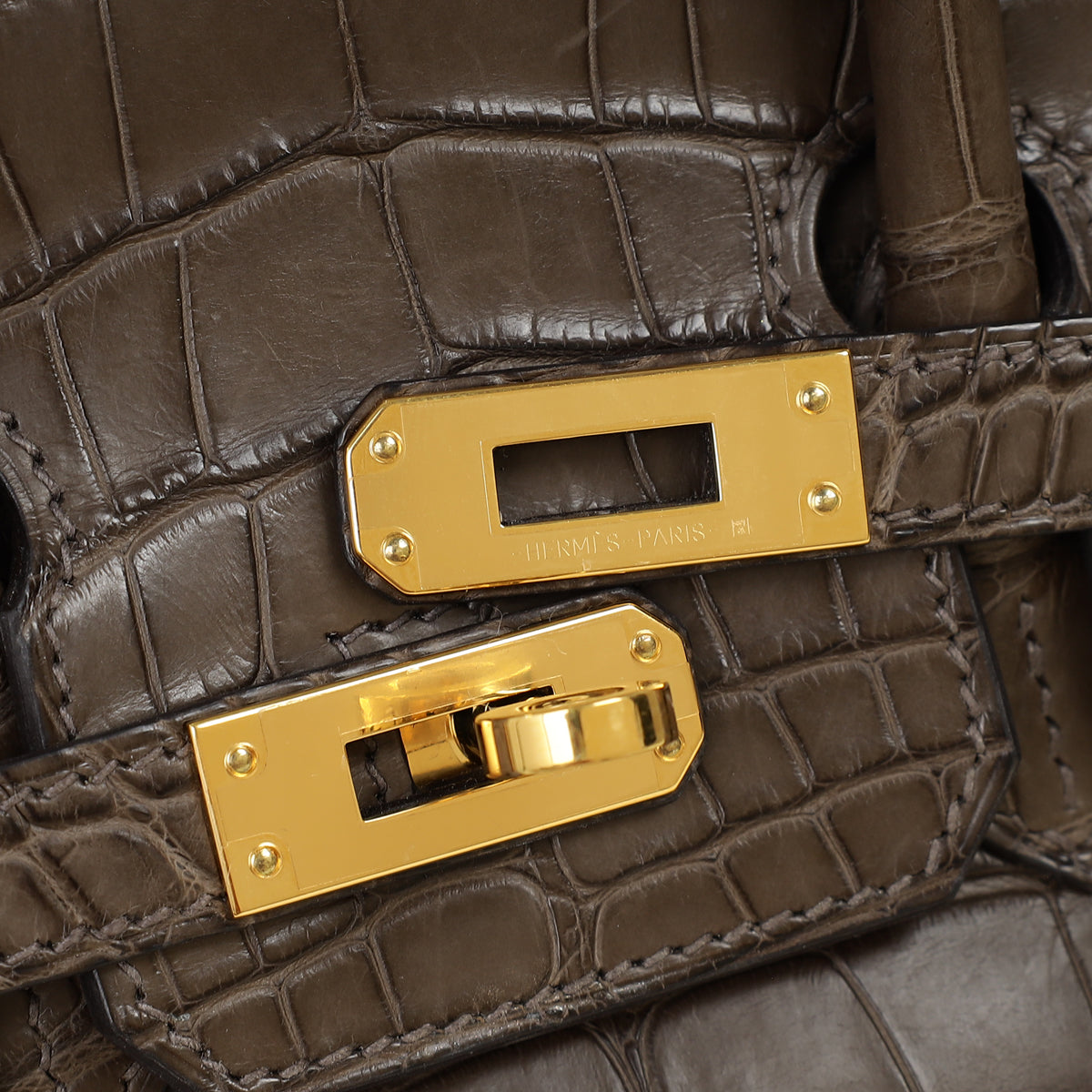 Hermes Gris Elephant 8C Matte Alligator Mississippiensis Birkin 25 Bag — image 11 of 15