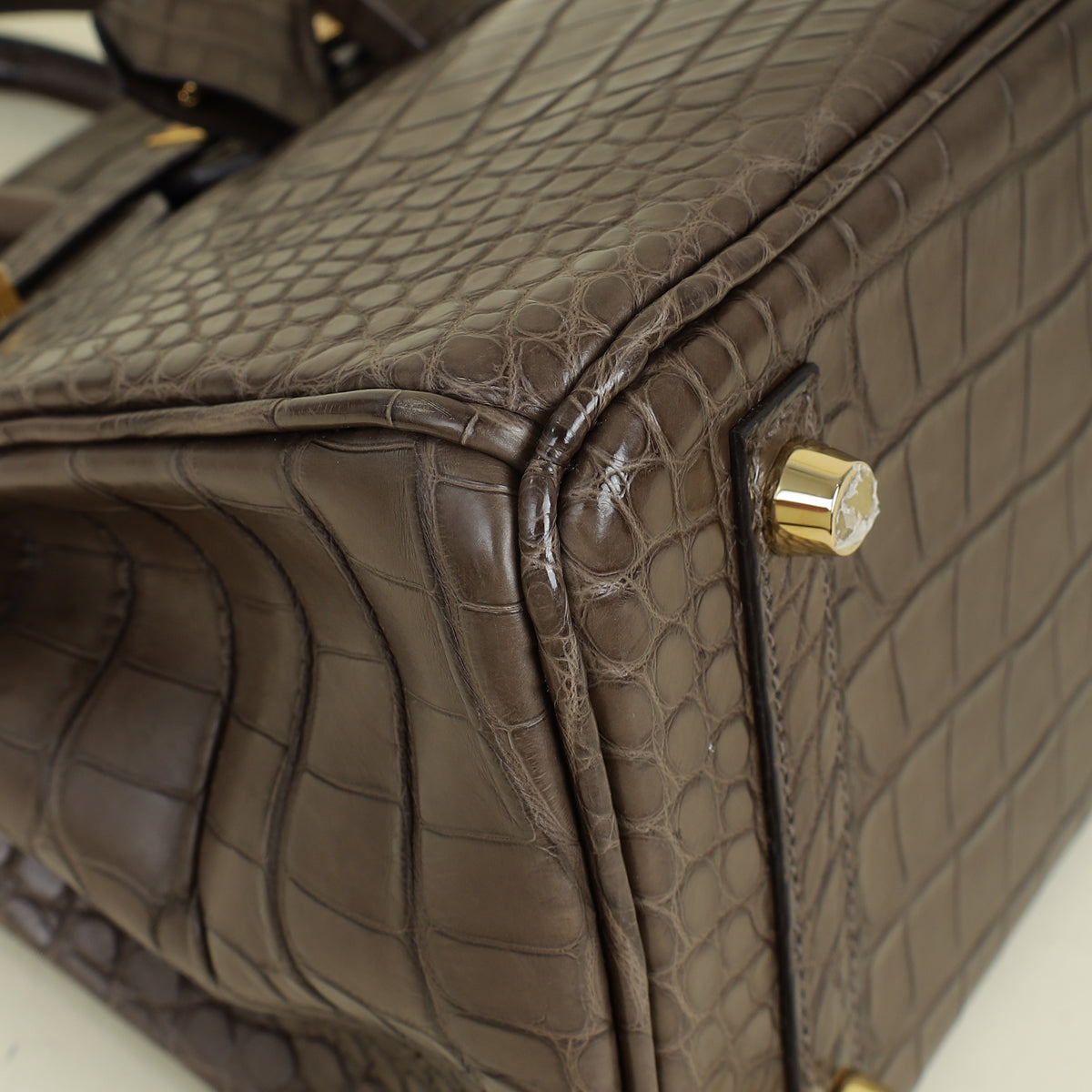 Hermes Gris Elephant 8C Matte Alligator Mississippiensis Birkin 25 Bag — image 6 of 15