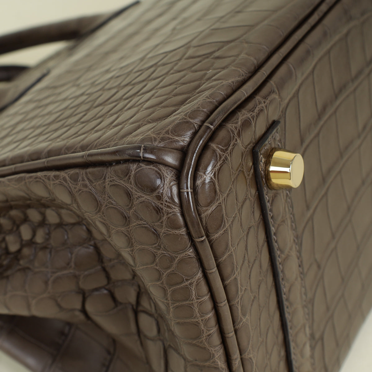 Hermes Gris Elephant 8C Matte Alligator Mississippiensis Birkin 25 Bag — image 8 of 15