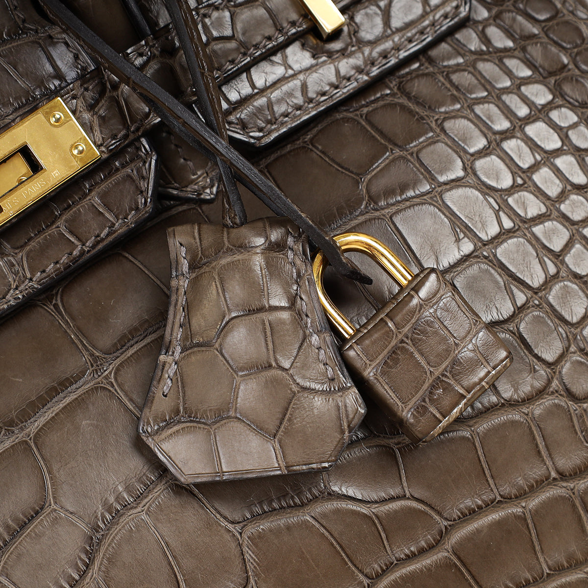 Hermes Gris Elephant 8C Matte Alligator Mississippiensis Birkin 25 Bag — image 10 of 15
