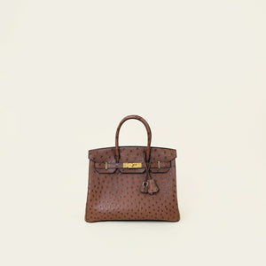 Hermes Maroon Fonce Ostrich Birkin 30 Bag