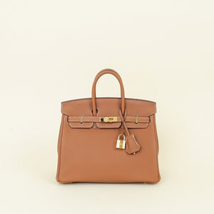 Hermes Gold Birkin 25 Togo Bag
