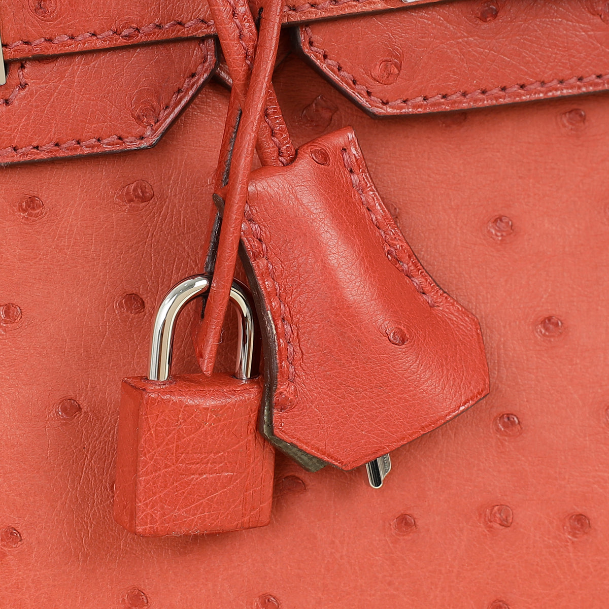 Hermes Cuivre Ostrich Retourne Horseshoe Birkin 30 Bag