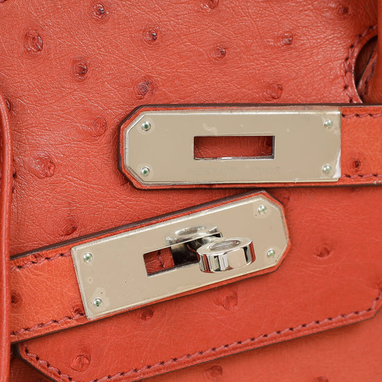 Hermes Cuivre Ostrich Retourne Horseshoe Birkin 30 Bag