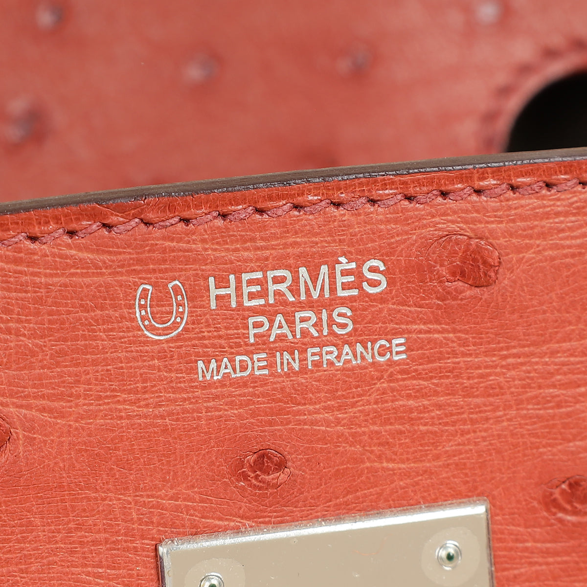 Hermes Cuivre Ostrich Retourne Horseshoe Birkin 30 Bag