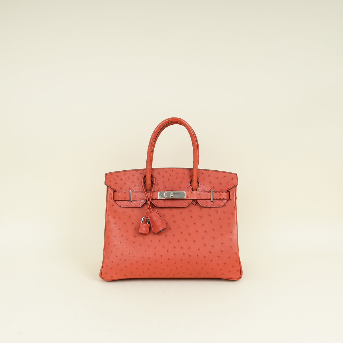 Hermes Cuivre Ostrich Retourne Horseshoe Birkin 30 Bag