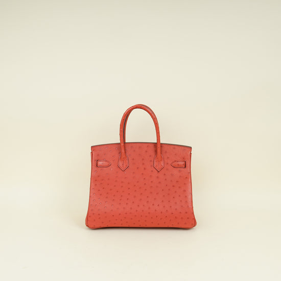 Hermes Cuivre Ostrich Retourne Horseshoe Birkin 30 Bag
