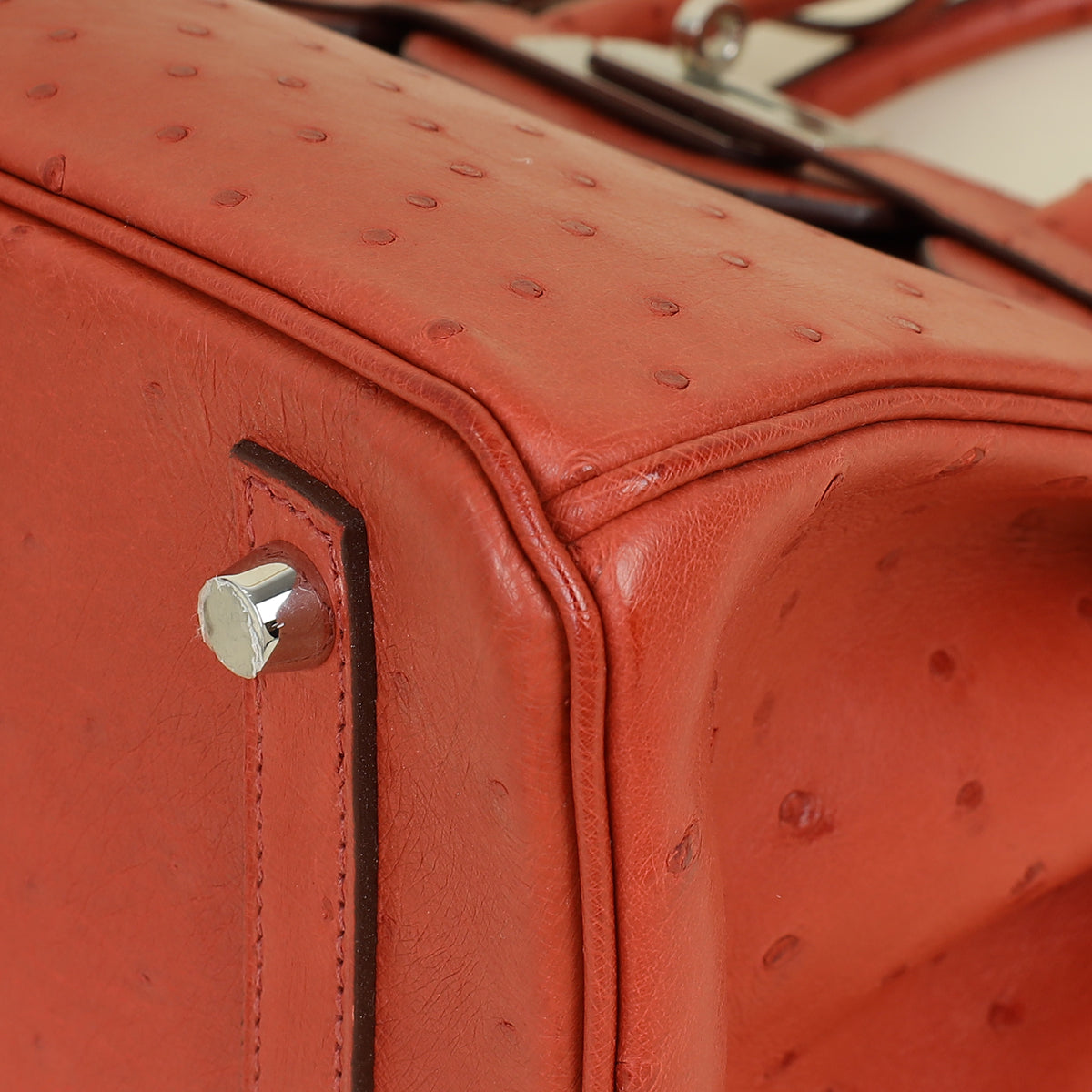 Hermes Cuivre Ostrich Retourne Horseshoe Birkin 30 Bag