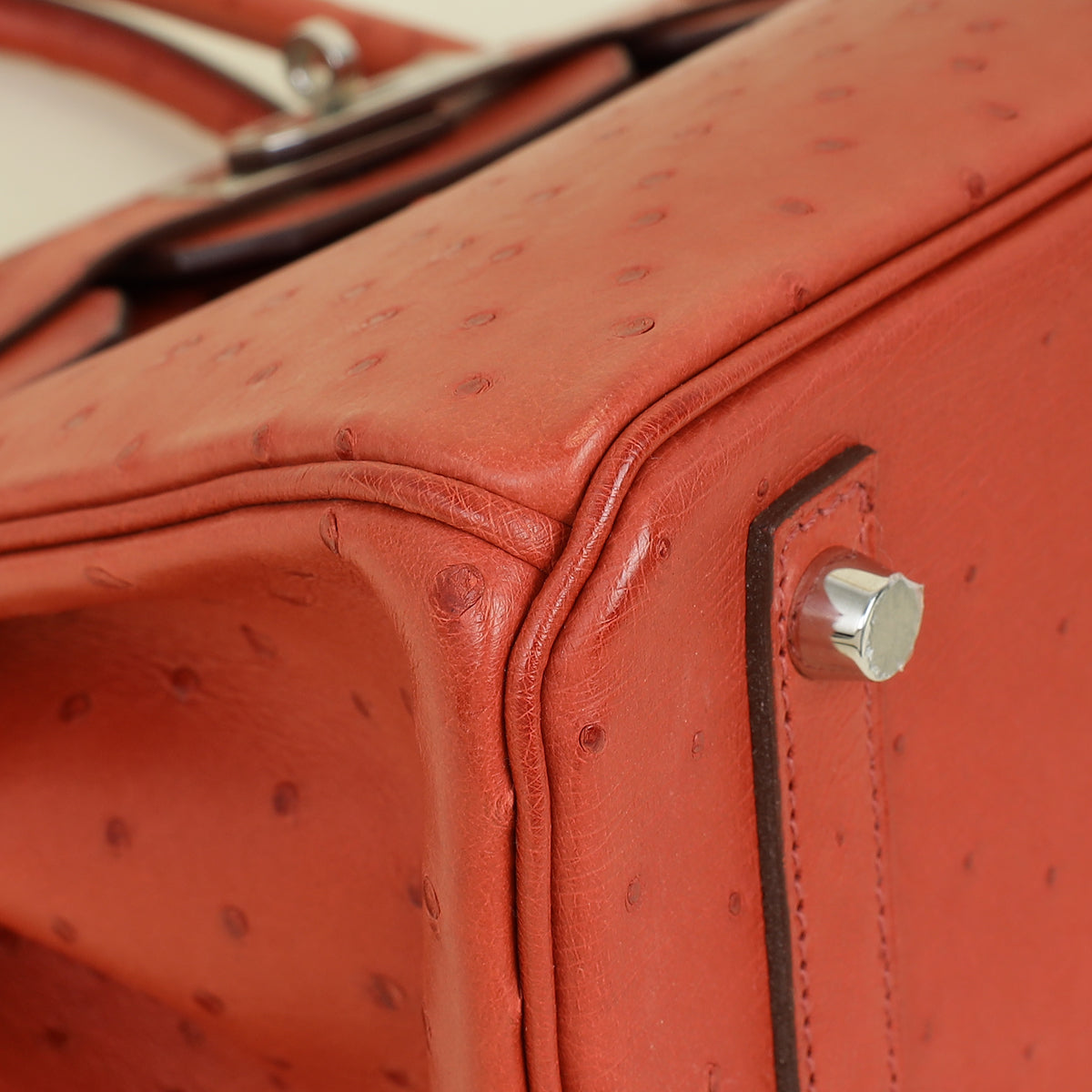 Hermes Cuivre Ostrich Retourne Horseshoe Birkin 30 Bag