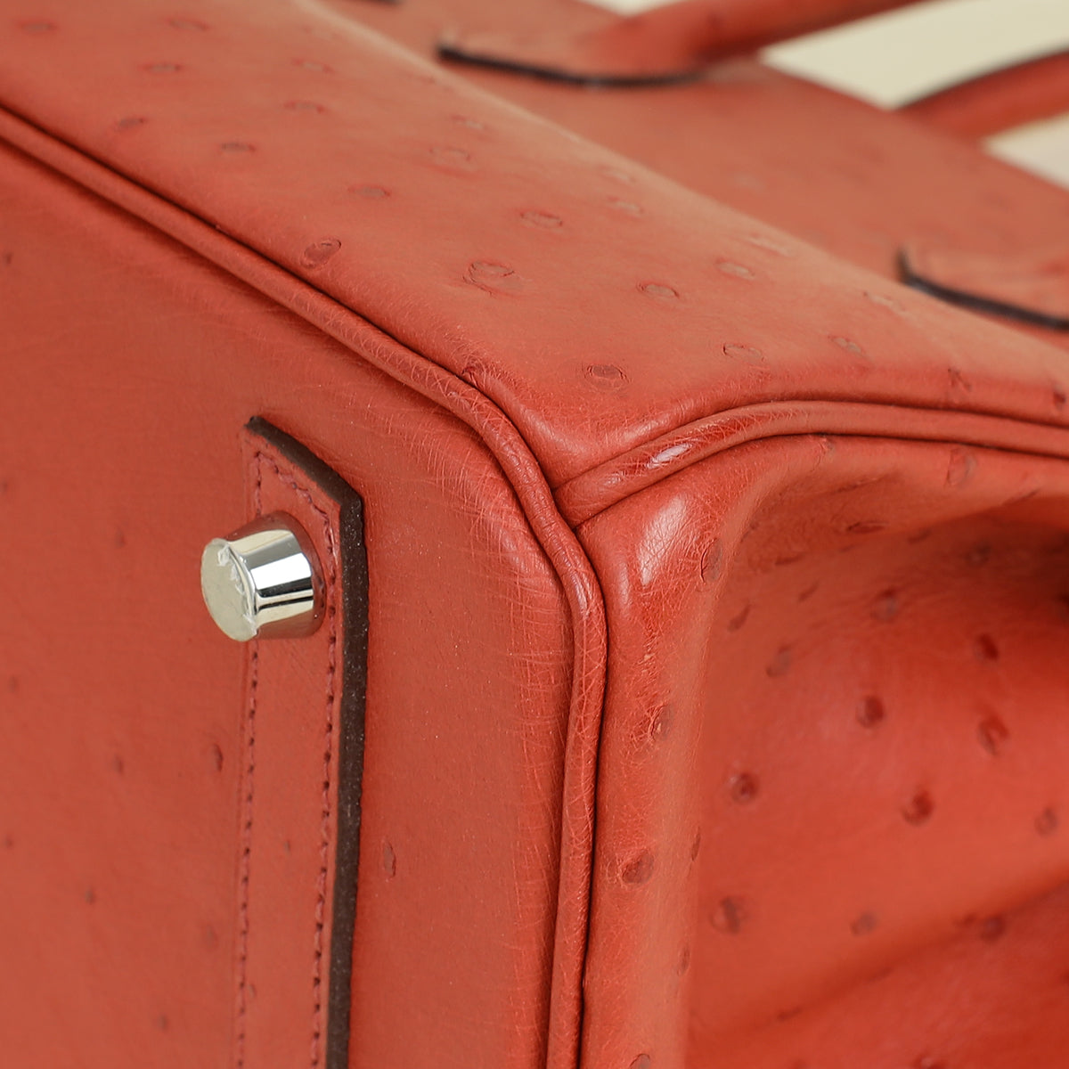 Hermes Cuivre Ostrich Retourne Horseshoe Birkin 30 Bag