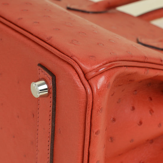 Hermes Cuivre Ostrich Retourne Horseshoe Birkin 30 Bag