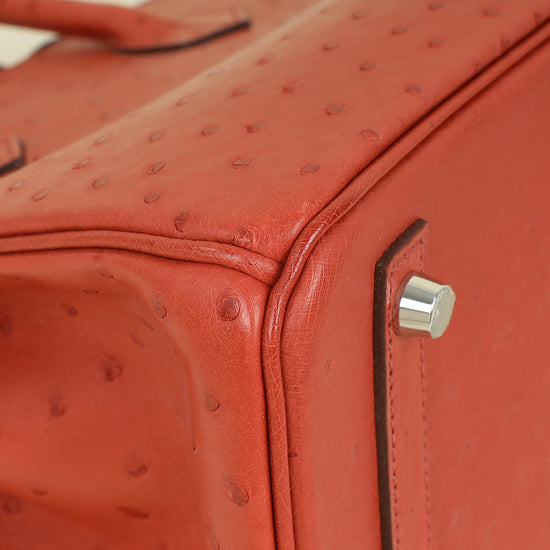 Hermes Cuivre Ostrich Retourne Horseshoe Birkin 30 Bag
