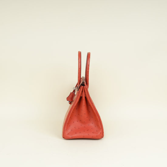 Hermes Cuivre Ostrich Retourne Horseshoe Birkin 30 Bag