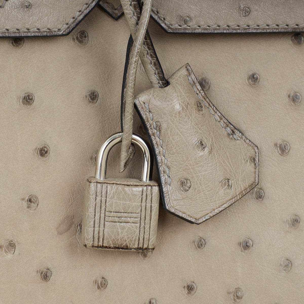 Hermes Gris Tourterelle Ostrich Retourne Birkin 30 Bag