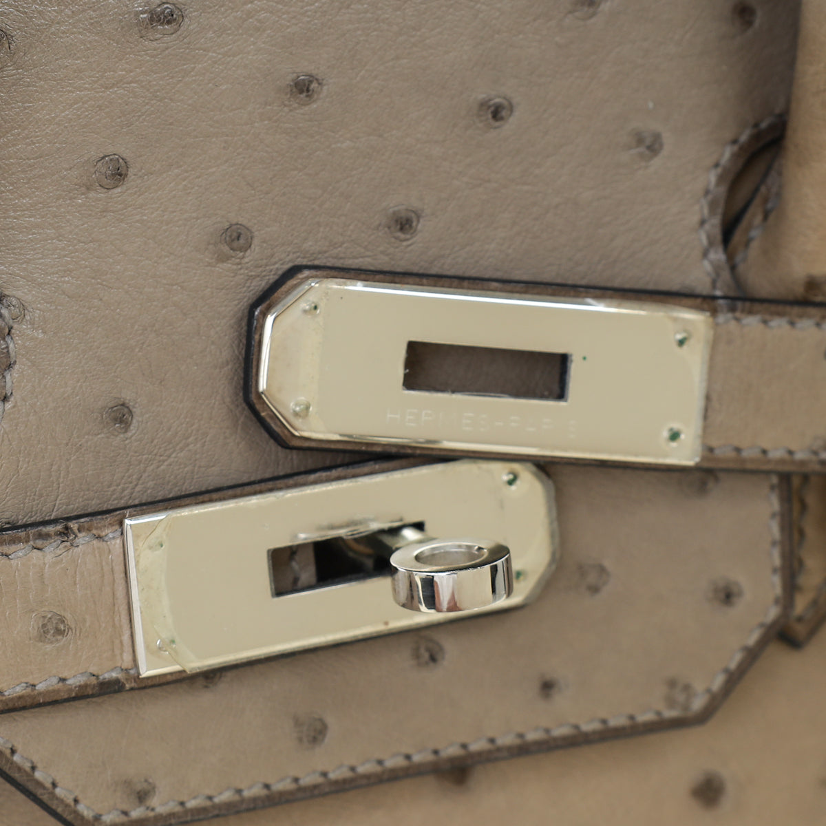 Hermes Gris Tourterelle Ostrich Retourne Birkin 30 Bag