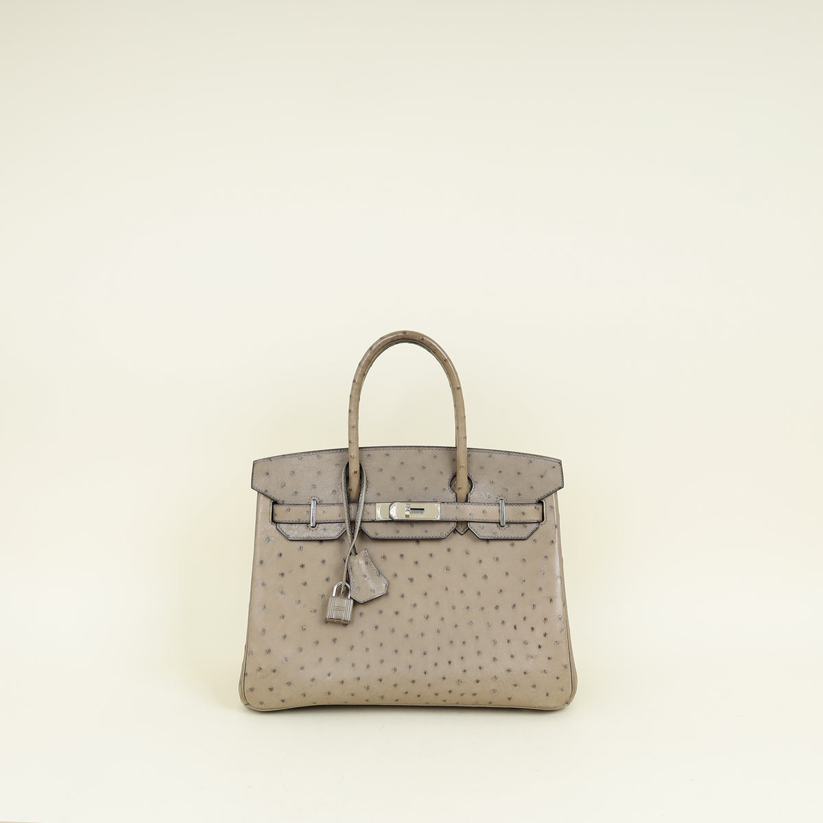 Hermes Gris Tourterelle Ostrich Retourne Birkin 30 Bag