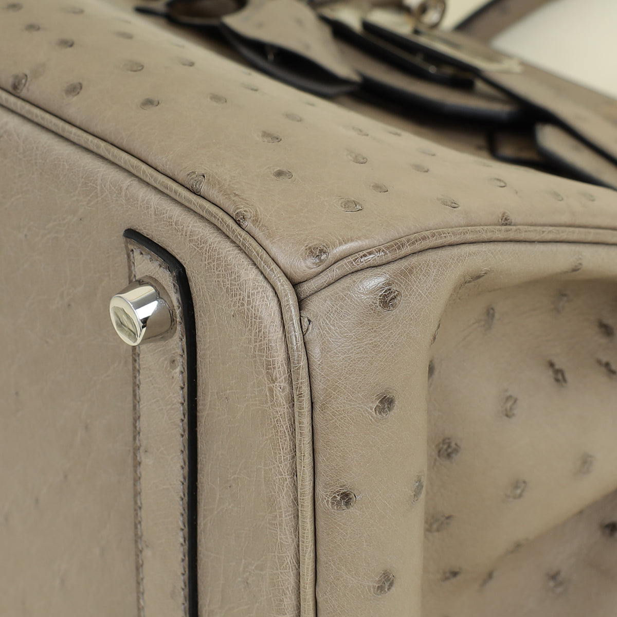 Hermes Gris Tourterelle Ostrich Retourne Birkin 30 Bag