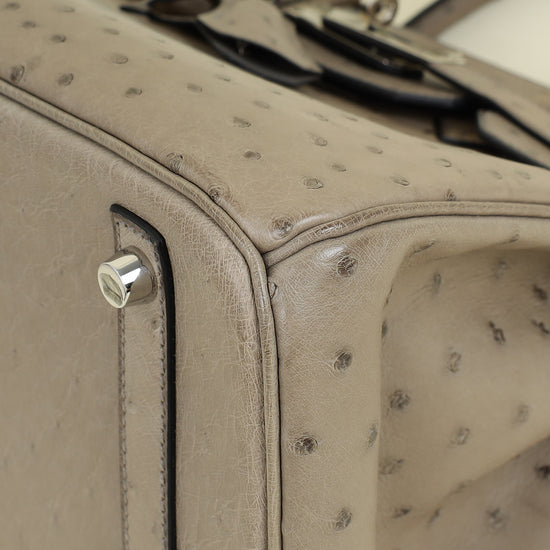 Hermes Gris Tourterelle Ostrich Retourne Birkin 30 Bag
