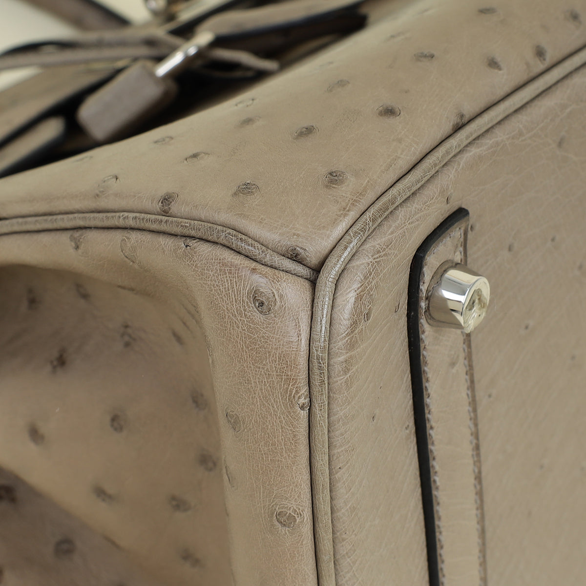 Hermes Gris Tourterelle Ostrich Retourne Birkin 30 Bag