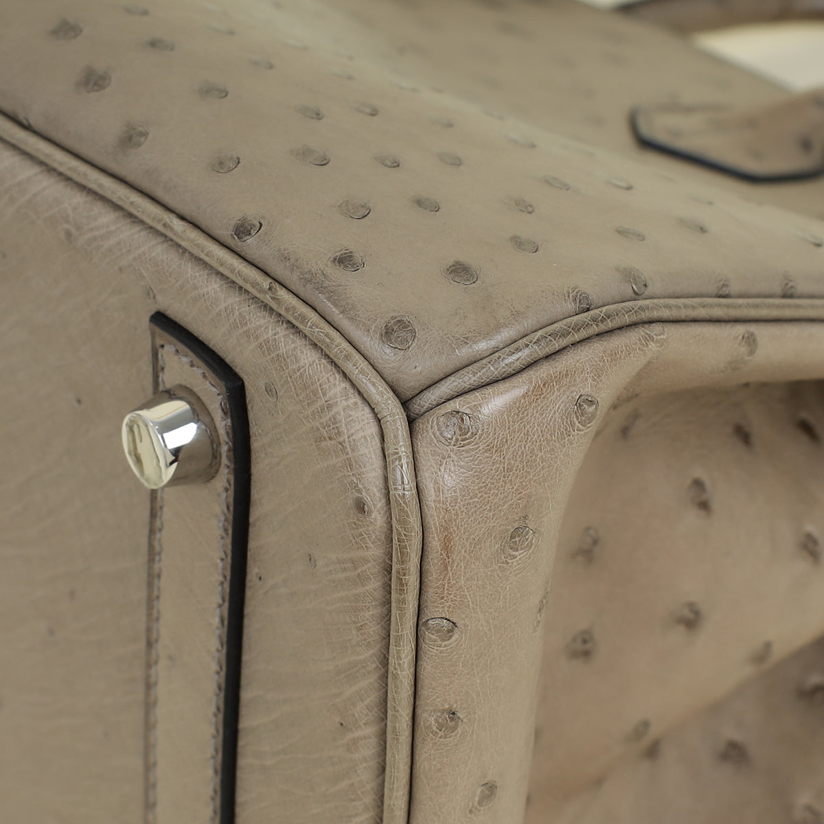 Hermes Gris Tourterelle Ostrich Retourne Birkin 30 Bag