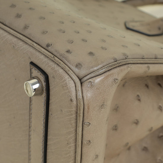 Hermes Gris Tourterelle Ostrich Retourne Birkin 30 Bag