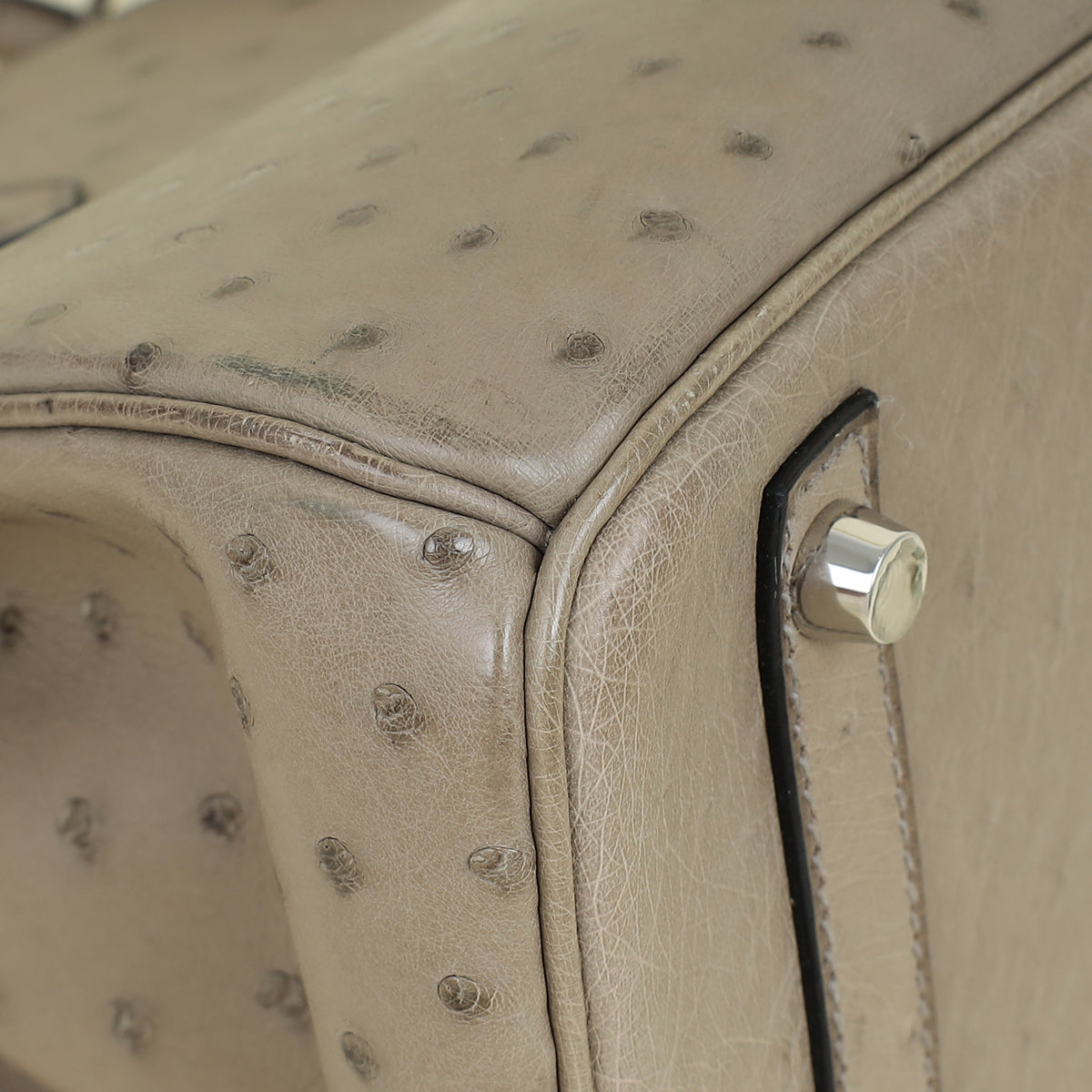 Hermes Gris Tourterelle Ostrich Retourne Birkin 30 Bag