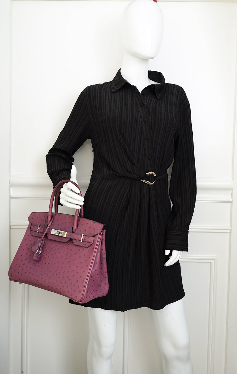 Hermes Violine Ostrich Retourne Birkin 30 Bag