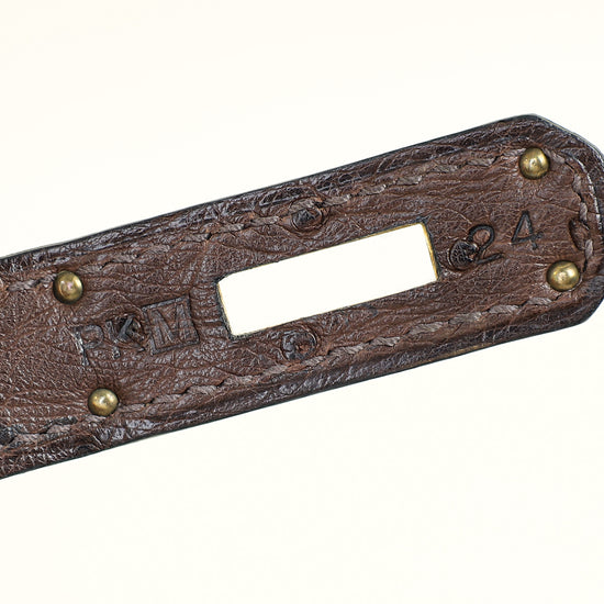 Hermes Chocolate Ostrich Retourne Birkin 30 Bag