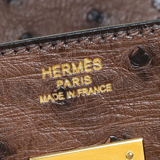 Hermes Chocolate Ostrich Retourne Birkin 30 Bag