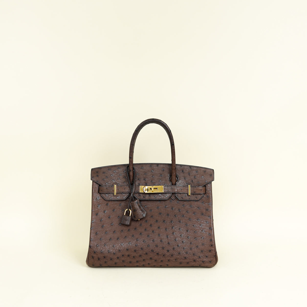 Hermes Chocolate Ostrich Retourne Birkin 30 Bag