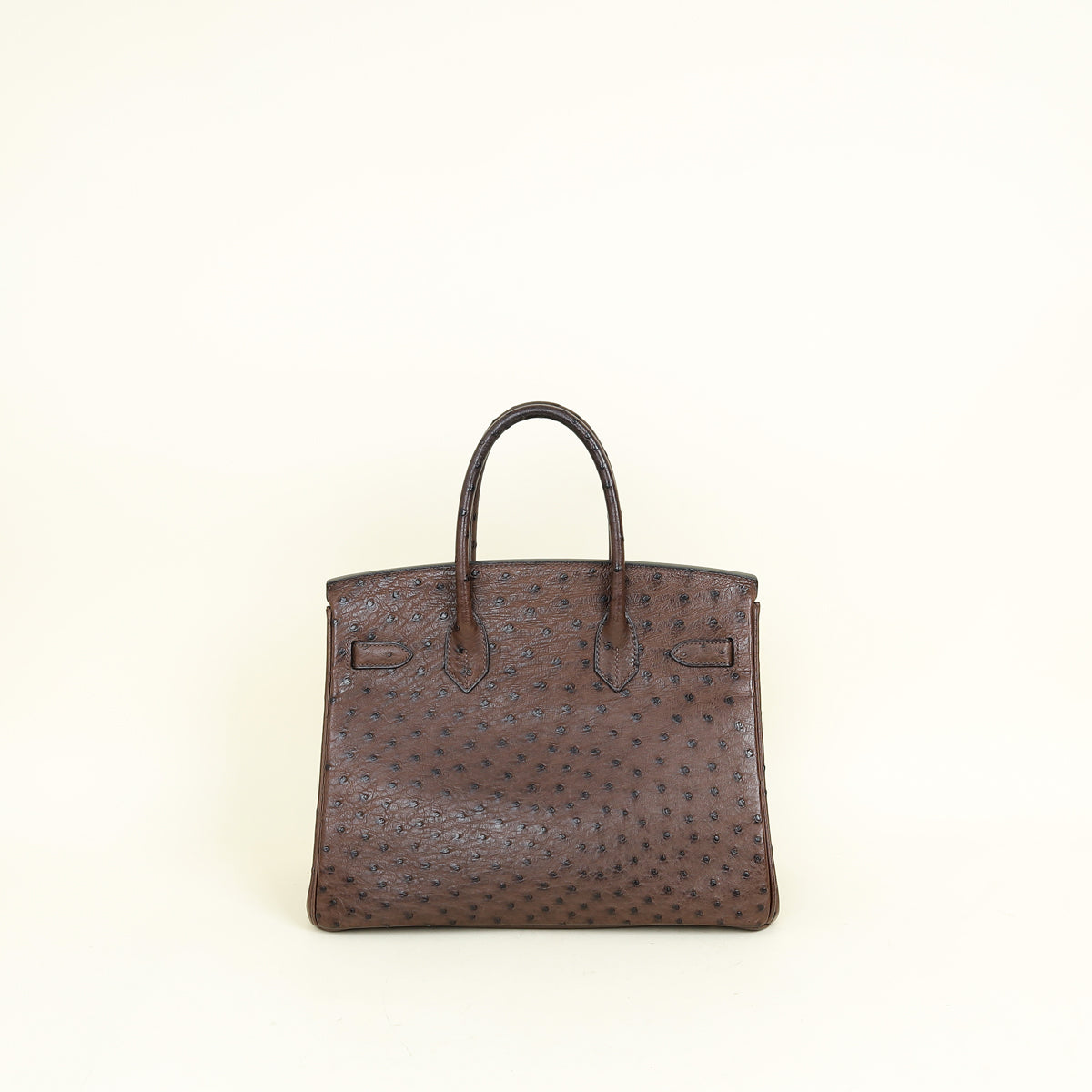Hermes Chocolate Ostrich Retourne Birkin 30 Bag