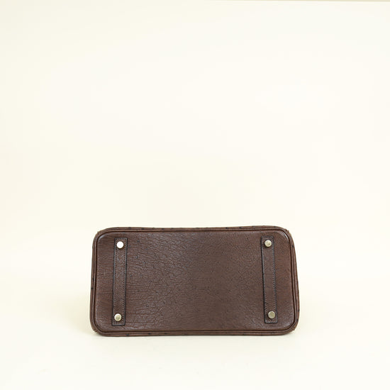 Hermes Chocolate Ostrich Retourne Birkin 30 Bag