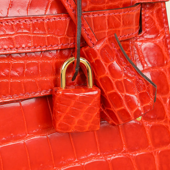 Hermes Bougainvillea Shiny Niloticus Crocodile Sellier Kelly 32 Bag