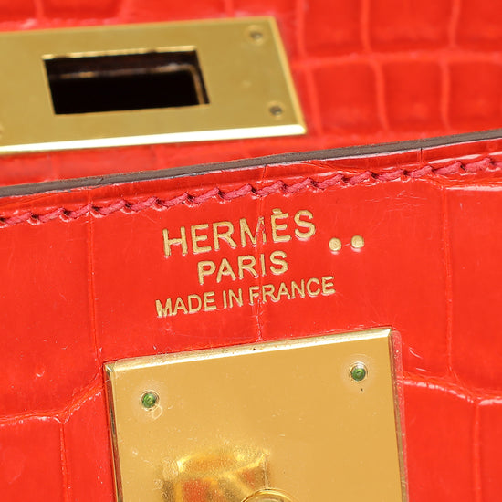 Hermes Bougainvillea Shiny Niloticus Crocodile Sellier Kelly 32 Bag