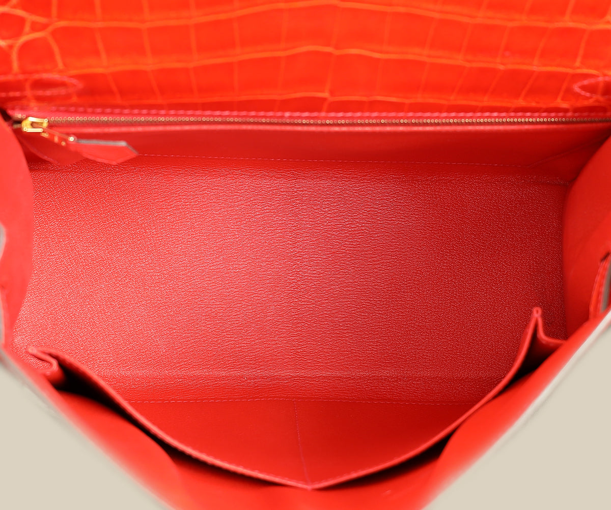 Hermes Bougainvillea Shiny Niloticus Crocodile Sellier Kelly 32 Bag