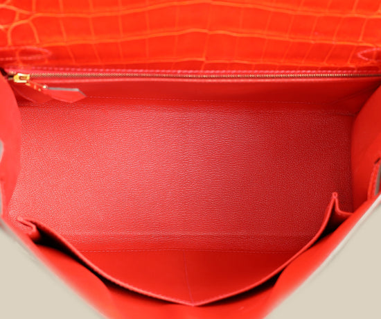 Hermes Bougainvillea Shiny Niloticus Crocodile Sellier Kelly 32 Bag