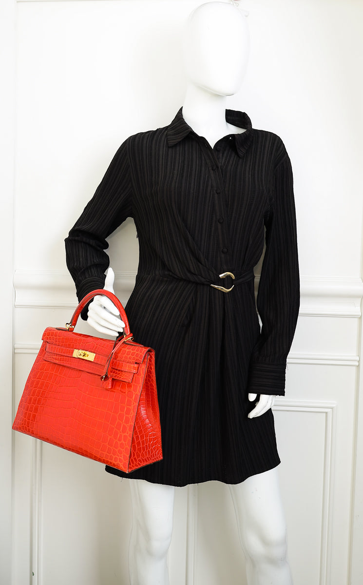 Hermes Bougainvillea Shiny Niloticus Crocodile Sellier Kelly 32 Bag