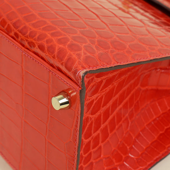 Hermes Bougainvillea Shiny Niloticus Crocodile Sellier Kelly 32 Bag