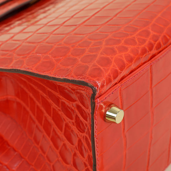 Hermes Bougainvillea Shiny Niloticus Crocodile Sellier Kelly 32 Bag