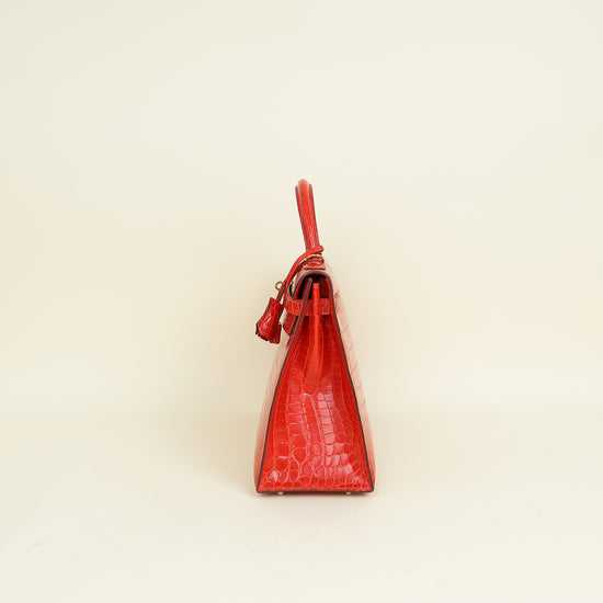 Hermes Bougainvillea Shiny Niloticus Crocodile Sellier Kelly 32 Bag