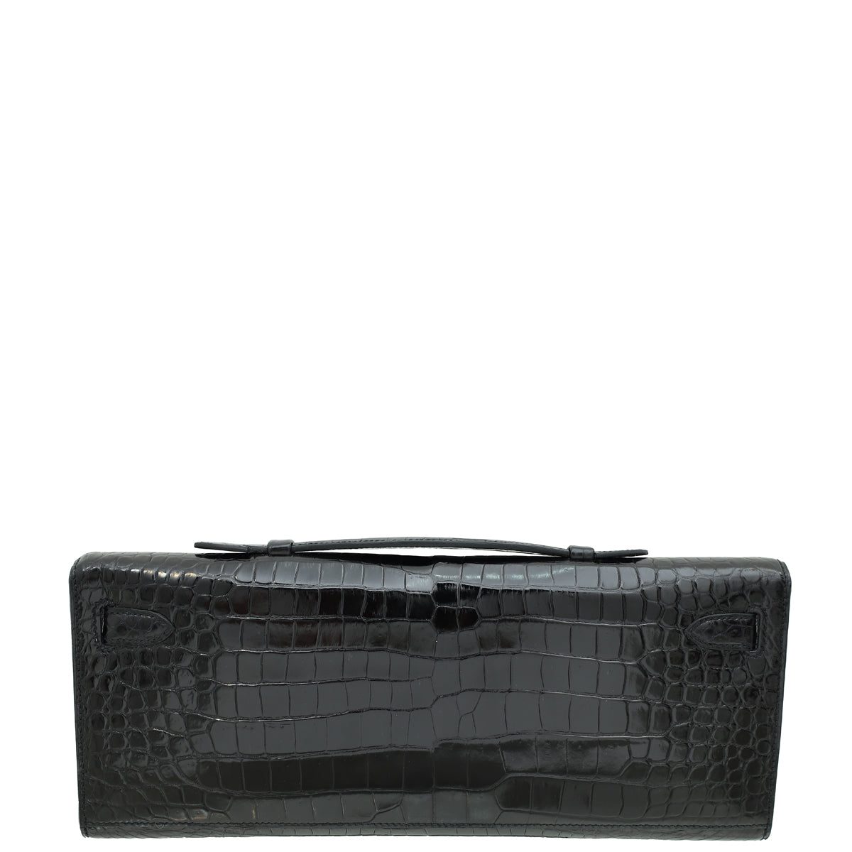 Hermes Noir Kelly Cut Shiny Crocodile Porosus Bag-Hermes-THE CLOSET