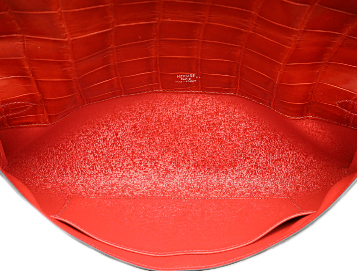 Hermes Miel Shiny Niloticus Crocodile Kelly Cut Bag-Hermes-THE CLOSET