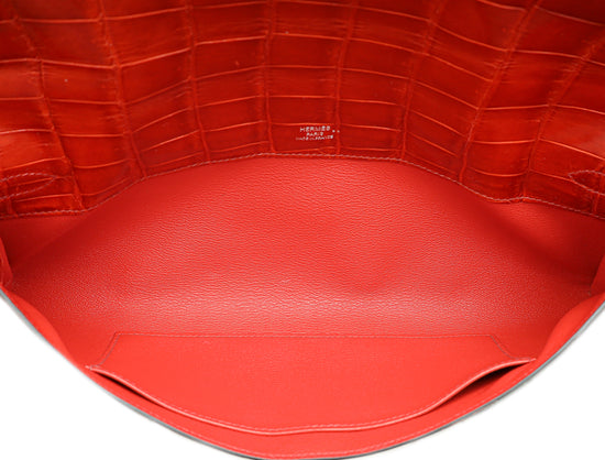 Hermes Miel Shiny Niloticus Crocodile Kelly Cut Bag-Hermes-THE CLOSET